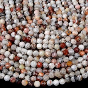 Natural Rare Laguna Lace Agate Gemstone Grade AAA Micro Faceted Round 2MM 3MM 4MM 5MM 6MM Loose Beads (P82)