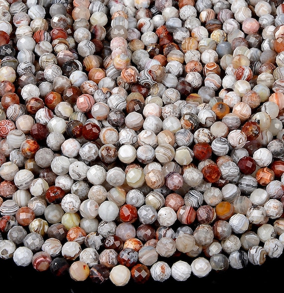 Natural Rare Laguna Lace Agate Gemstone Grade Aaa Micro Faceted Round 2mm 3mm 4mm 5mm 6mm Loose Beads (p82)