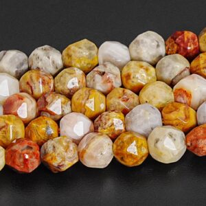 Orange Cream Crazy Lace Agate Beads Star Cut Faceted Grade Aaa Genuine Natural Gemstone Loose Beads 6mm 8mm 10mm Bulk Lot Options