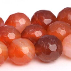 Orange Red Agate Beads Grade AAA Natural Gemstone Micro Faceted Round Loose Beads 6MM 8MM 10MM Bulk Lot Options