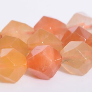 Orange Red Agate Beads Star Cut Faceted Grade AAA Genuine Natural Gemstone Loose Beads 6MM 8MM 10MM Bulk Lot Options