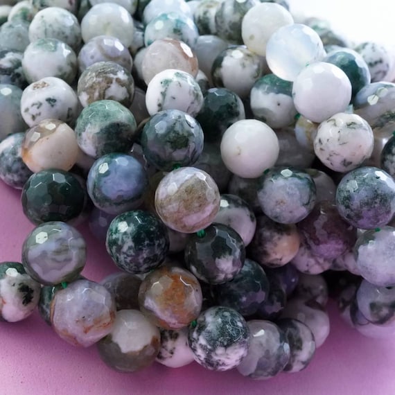 Tree Agate Beads (round)(faceted)(6mm)(8mm)(10mm)(16"strand)