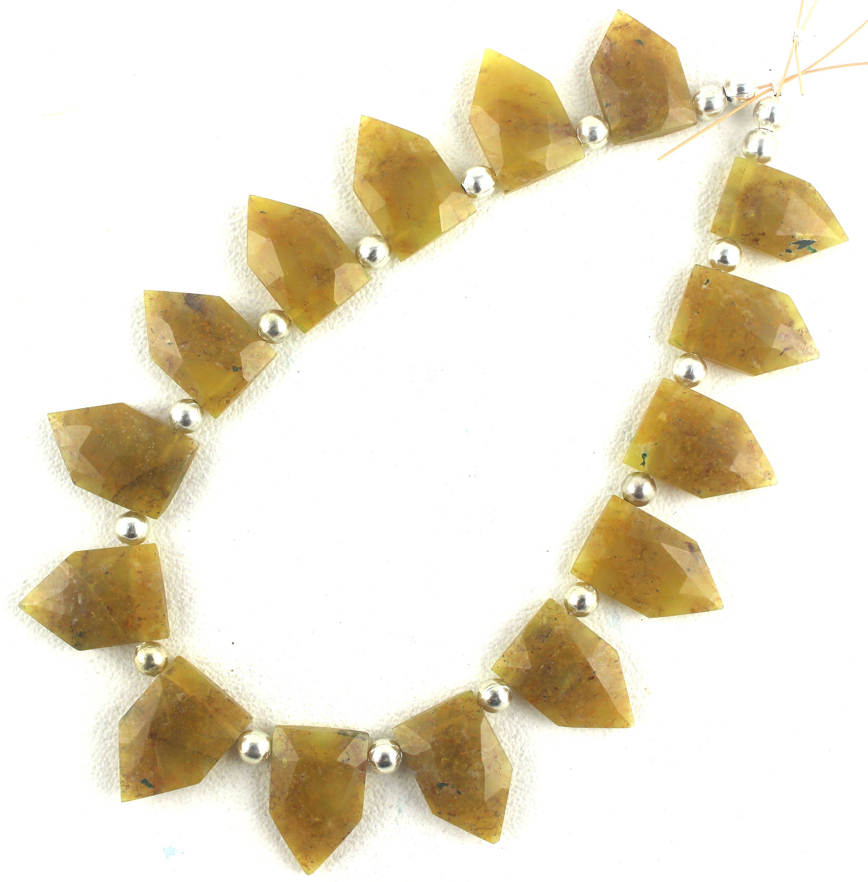 Yellow Agate Pentagon Beads: Faceted Gemstone Strand (9x15-11x17mm)