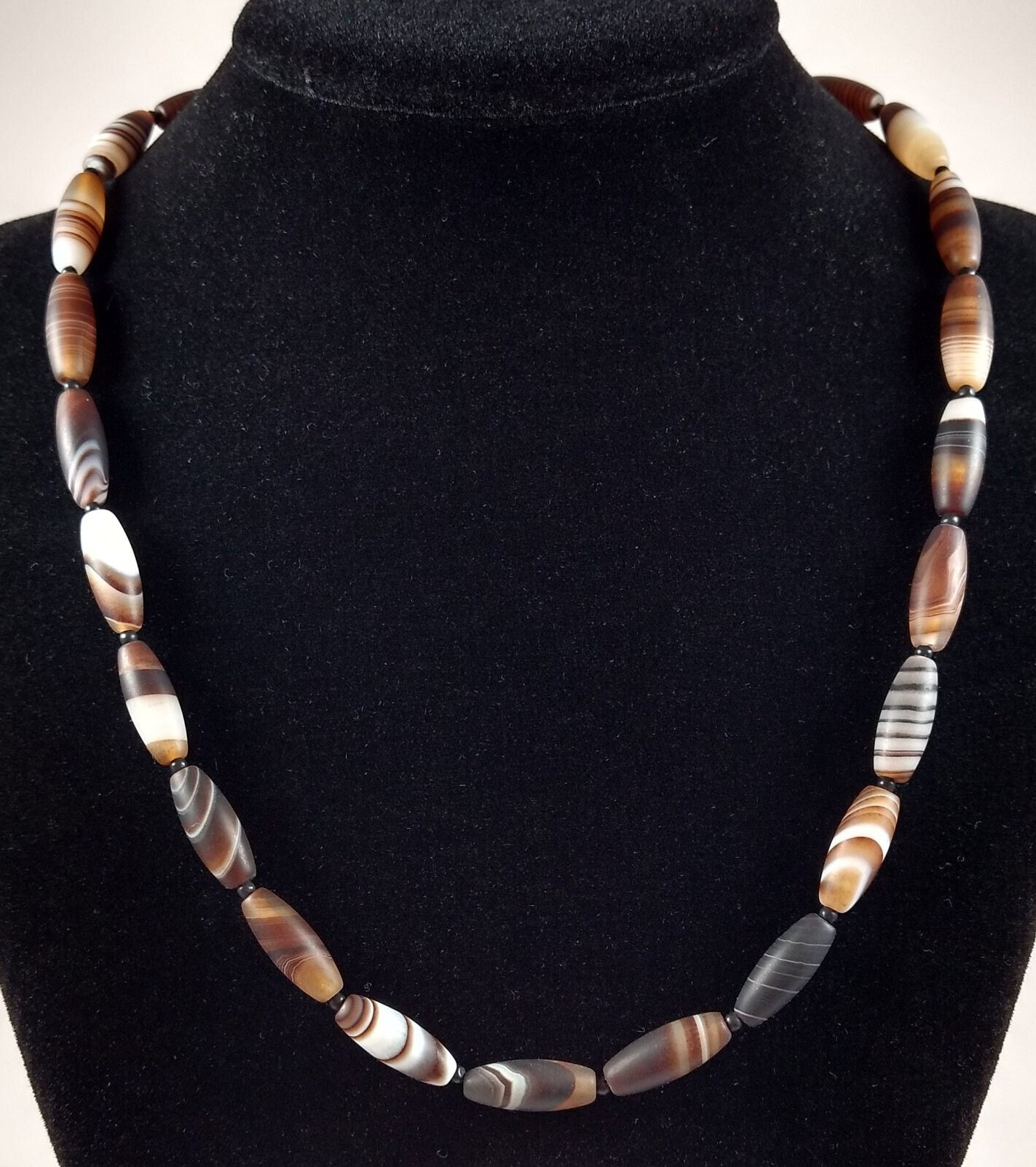 Banded Agate And Sterling Silver Necklace Handmade By Chris Hay