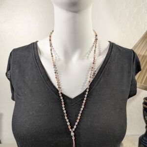 Botswana Agate Mala Necklace 4mm Dainty Beads • Stone Of Solace & Comfort • Unravel Worry Bead • Personal Meditation Talisman • Hope • 3026