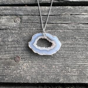 Geode Slice Silver Necklace, Crystal Quartz Clusters Silver Necklace, Crystal Quartz Cluster In Natural Agate Geode, Special Collection Geode Slice Silver Necklace, Crystal Quartz Clusters Silver Necklace, Crystal Quartz Cluster In Natural Agate Geode, Special Collection