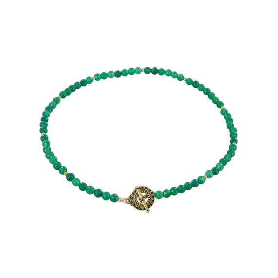 Green Bead 18 Inch Necklace, Emerald Green Agates In Gold Pewter Toggle Clasp, Birthday & Christmas Gifts For Her For Mom Green Bead 18 Inch Necklace, Emerald Green Agates In Gold Pewter Toggle Clasp, Birthday & Christmas Gifts For Her For Mom