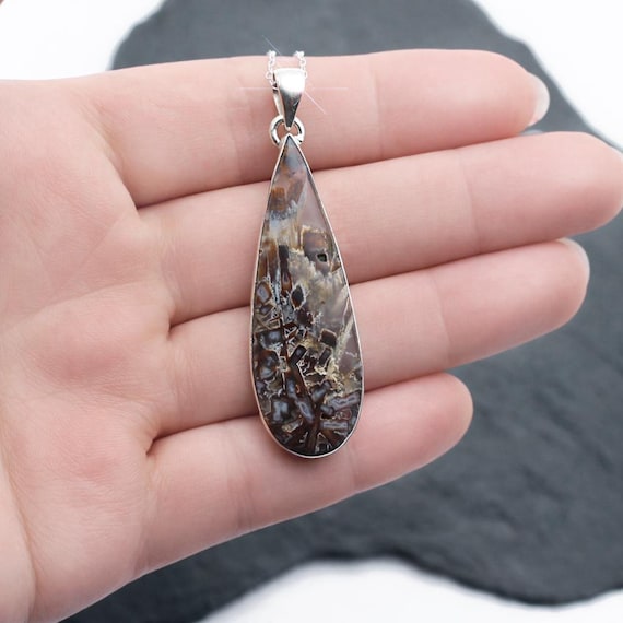 Mahogany - Beautiful Turkish Tube Agate Sterling Silver Necklace