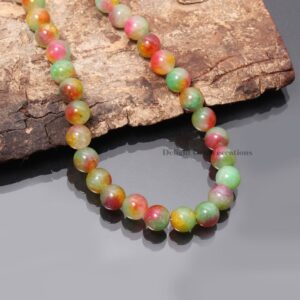 Natural Candy Agate Beaded Necklace, 10mm Smooth Round Beads Natural Candy Agate Beaded Necklace, 10mm Smooth Round Beads