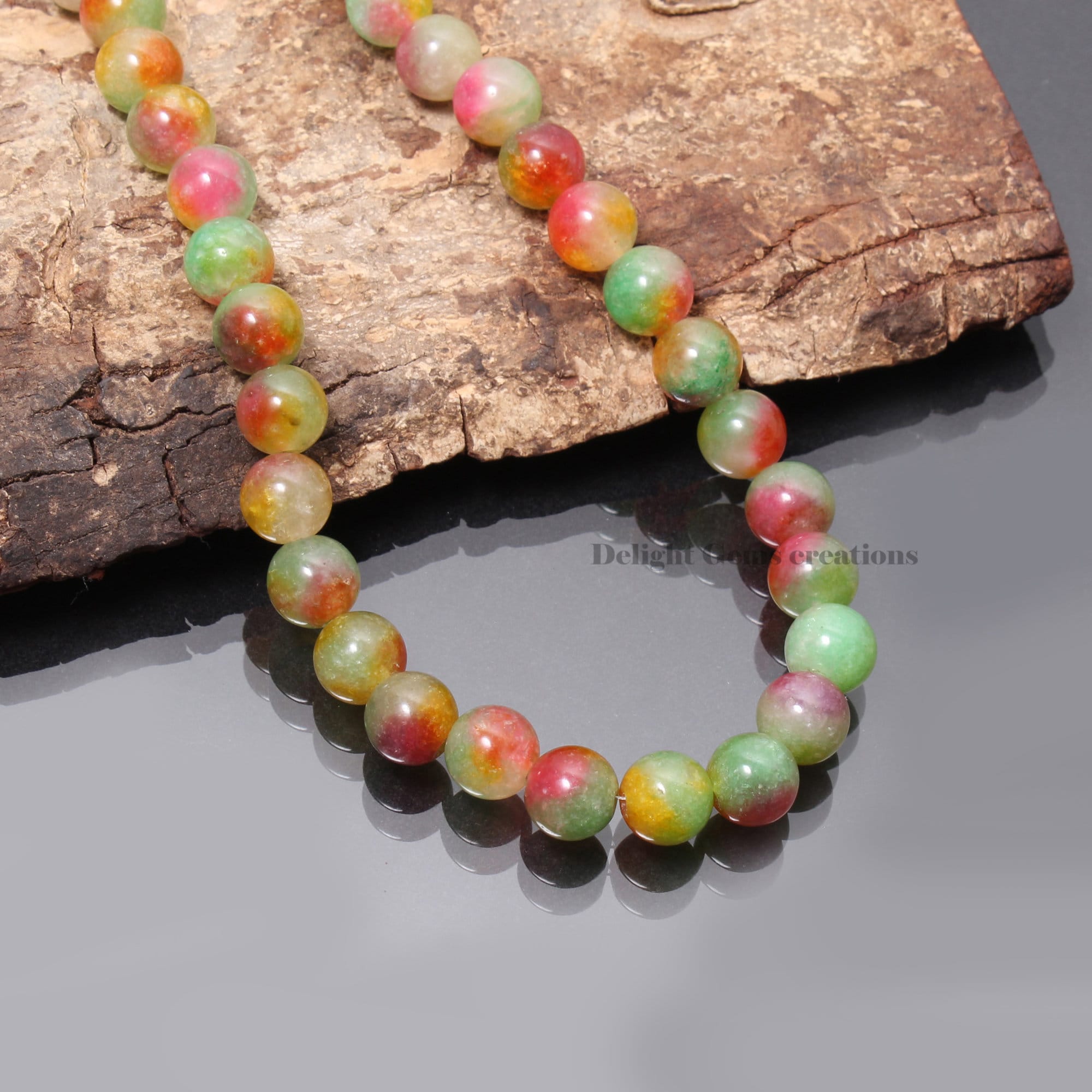 Natural Candy Agate Beaded Necklace, 10mm Smooth Round Beads Natural Candy Agate Beaded Necklace, 10mm Smooth Round Beads
