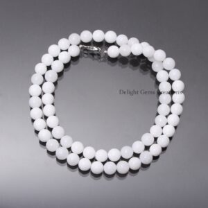 Natural White Agate Smooth Round Beads Necklace, 8mm Agate Round Bead Necklace, Agate Beaded Jewelry, Beaded Necklace Jewelry, Gift For Her Natural White Agate Smooth Round Beads Necklace, 8mm Agate Round Bead Necklace, Agate Beaded Jewelry, Beaded Necklace Jewelry, Gift For Her