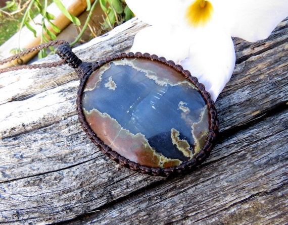 Thunderegg Agate Macrame Necklace, Healing Stone Necklace, Agate Stone, Etsy Jewelry, Free Shipping, Grounding, Earth Aura Creations