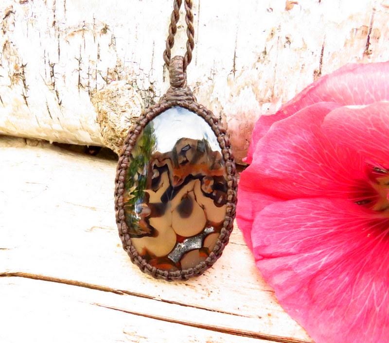 Turkish Agate Macrame Necklace, Gemstone Necklace, Gift Ideas For Christmas, Gift Ideas For The Zen Seeker, Rock Collector, Gifts For Her