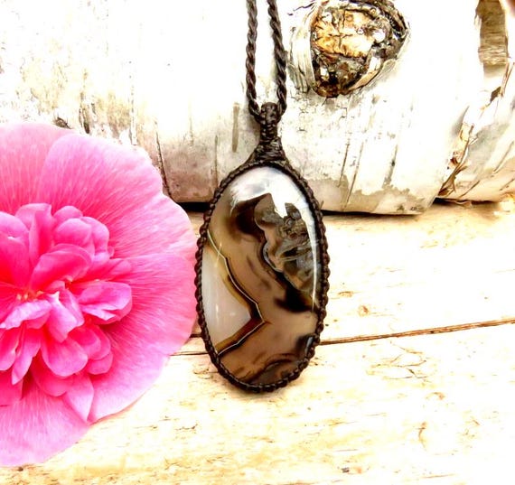 Turkish Agate Macrame Necklace, Macrame Jewelry, Christmas Gift Ideas For Her, Gift Ideas For The Boho Beauty, The Artist, The Flower Child