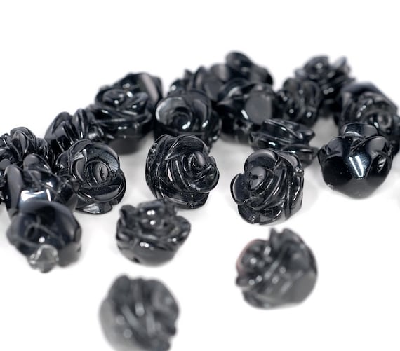 10mm Black Agate Gemstone Carved Flower Beads Bulk Lot 5,10,20,30,50 (90187265-002) 10mm Black Agate Gemstone Carved Flower Beads Bulk Lot 5,10,20,30,50 (90187265-002)