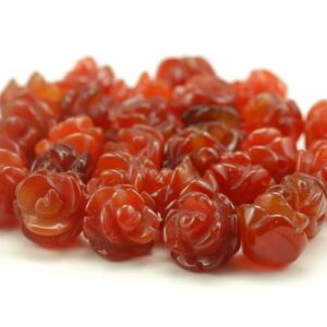 10mm Red Agate Gemstone Carved Flower Beads Bulk Lot 5,10,20,30,50 (90187250-002)