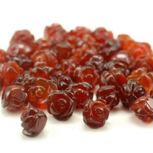 10mm Red Agate Gemstone Carved Flower Beads Bulk Lot 5,10,20,30,50 (90187251-002)
