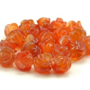 10mm Red Agate Gemstone Carved Flower Beads Bulk Lot 5,10,20,30,50 (90187249-002)