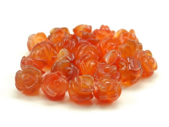 10mm Red Agate Gemstone Carved Flower Beads  Bulk Lot 5,10,20,30,50 (90187249-002)