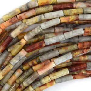 13mm Natural Crazy Lace Agate Tube Beads 15.5" Strand