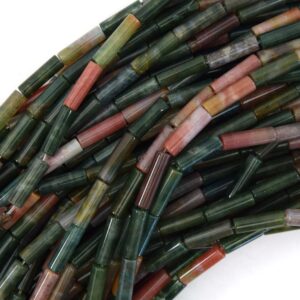 13mm Natural Indian Agate Tube Beads 15.5" Strand