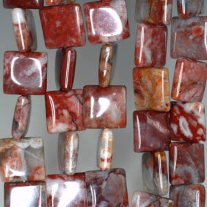 14mm Red Mexican Lace Agate Gemstone Square Loose Beads 15 Inch Full Strand (90182330-a118)