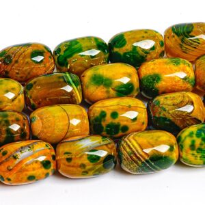 17x12mm Yellow Green Agate Beads Grade Aa Genuine Natural Gemstone Full Strand Drum Barrel Loose Beads 15" Bulk Lot Options (127462-1617)