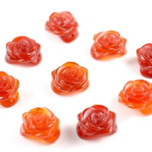 19mm Red Agate Gemstone Carved Rose Flower 2 Beads (90187215-002)