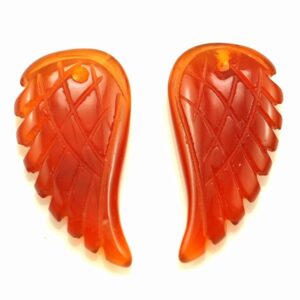 19X10MM Red Agate Gemstone Carved Angel Wing Beads BULK LOT 2,6,12,24,48 (90187150-001)