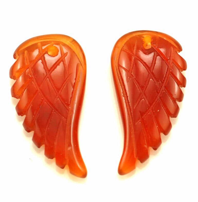 19x10mm Red Agate Gemstone Carved Angel Wing Beads Bulk Lot 2,6,12,24,48 (90187150-001)