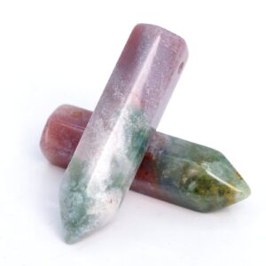 2 Pcs 30x8mm Multicolor Indian Agate Beads Healing Hexagonal Pointed Grade Aaa Natural Gemstone Bulk Lot Options (107371-2366)