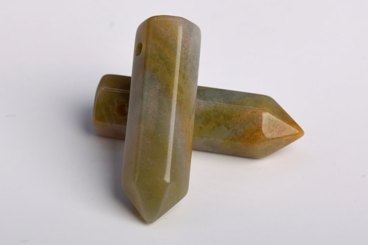 2 Pcs 30x8mm Indian Agate Beads Healing Hexagonal Pointed Grade Aaa Genuine Natural Loose Beads Bulk Lot 2,4,6,12 And 50 (104388-1213)
