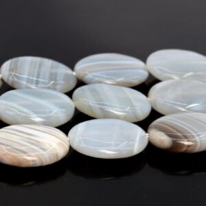 20x15mm Gray Agate Beads Flat Oval Grade Aaa Genuine Natural Gemstone Full Strand Loose Beads 15" Bulk Lot 1,3,5,10 And 50 (106176-1862)