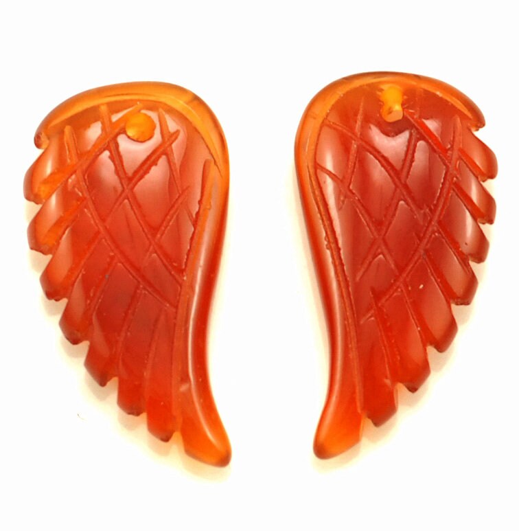 24x12mm Red Agate Gemstone Carved Angel Wing Beads Bulk Lot 2,6,12,24,48 (90187149-001)