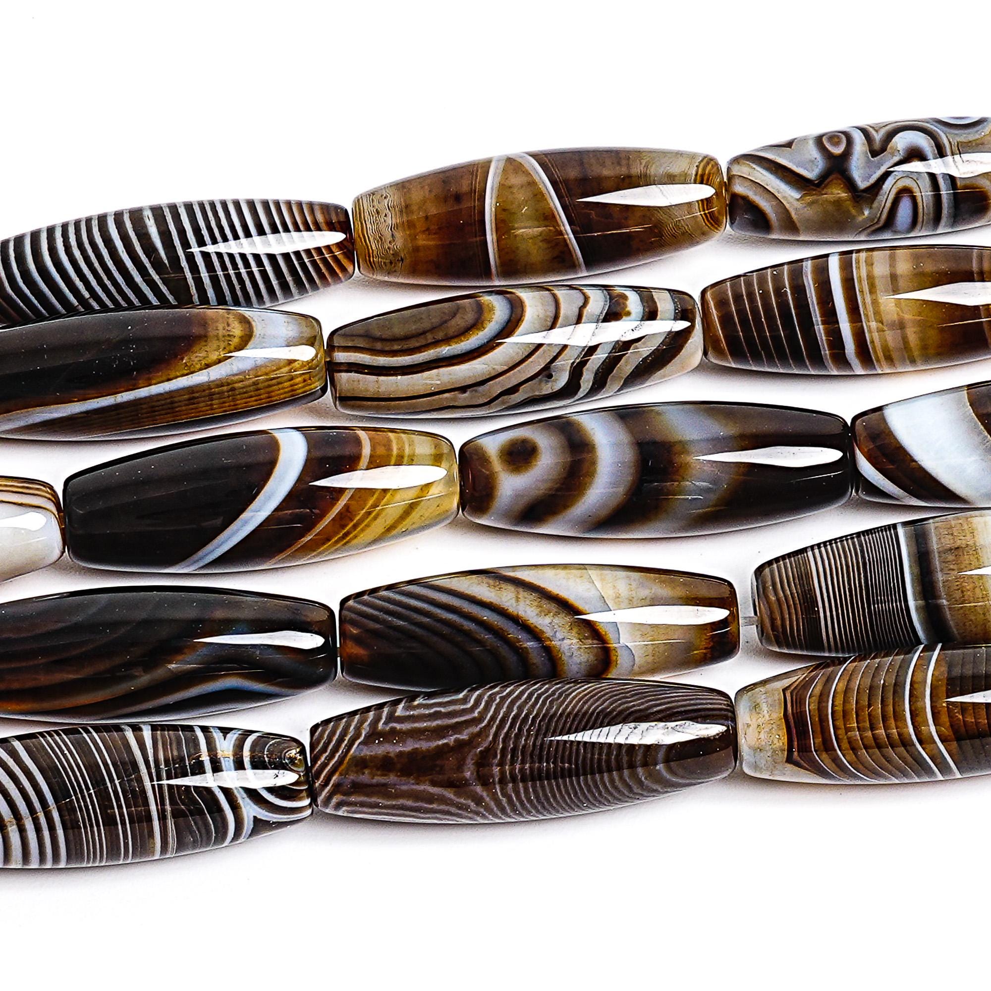 29x9mm Brown Agate Beads Grade Aa Genuine Natural Gemstone Full Strand Rice Barrel Loose Beads 15" Bulk Lot Options (127466-1183)