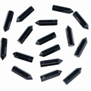 31x8mm Black Agate Gemstone Point Healing Chakra Hexagonal Point Focal Bead Lot 2,4,6,12 And 50 (90183765-368)