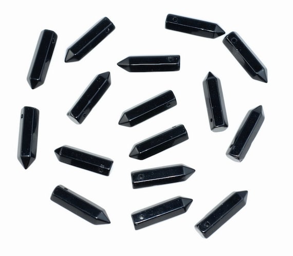 31x8mm Black Agate Gemstone Point Healing Chakra Hexagonal Point Focal Bead Lot 2,4,6,12 And 50 (90183765-368) 31x8mm Black Agate Gemstone Point Healing Chakra Hexagonal Point Focal Bead Lot 2,4,6,12 And 50 (90183765-368)