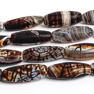 38x14mm Brown Agate Beads Grade Aa Genuine Natural Gemstone Full Strand Rice Barrel Loose Beads 15" Bulk Lot Options (127468-1183)