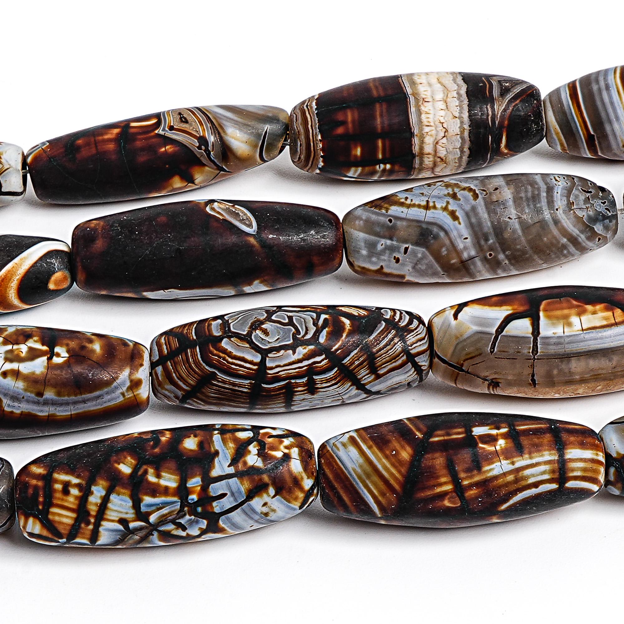 38x14mm Brown Agate Beads Grade Aa Genuine Natural Gemstone Full Strand Rice Barrel Loose Beads 15" Bulk Lot Options (127468-1183)