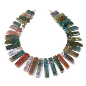 46X10-26X11MM Indian Agate Gemstone Gradated Slice Stick Points Beads 15.5 inch Full Strand BULK LOT 1,2 and 6 (80016534-S15)