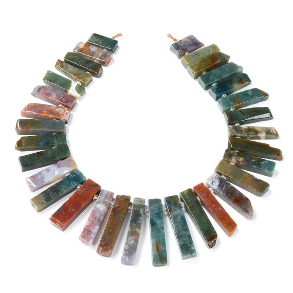 46x10-26x11mm Indian Agate Gemstone Gradated Slice Stick Points Beads 15.5 Inch Full Strand Bulk Lot 1,2 And 6 (80016534-s15)