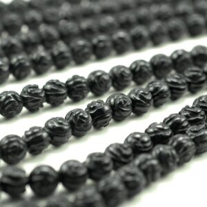 6mm Black Agate Gemstone Flower Loose Beads 14.5 Inch Full Strand (90187348-715b)