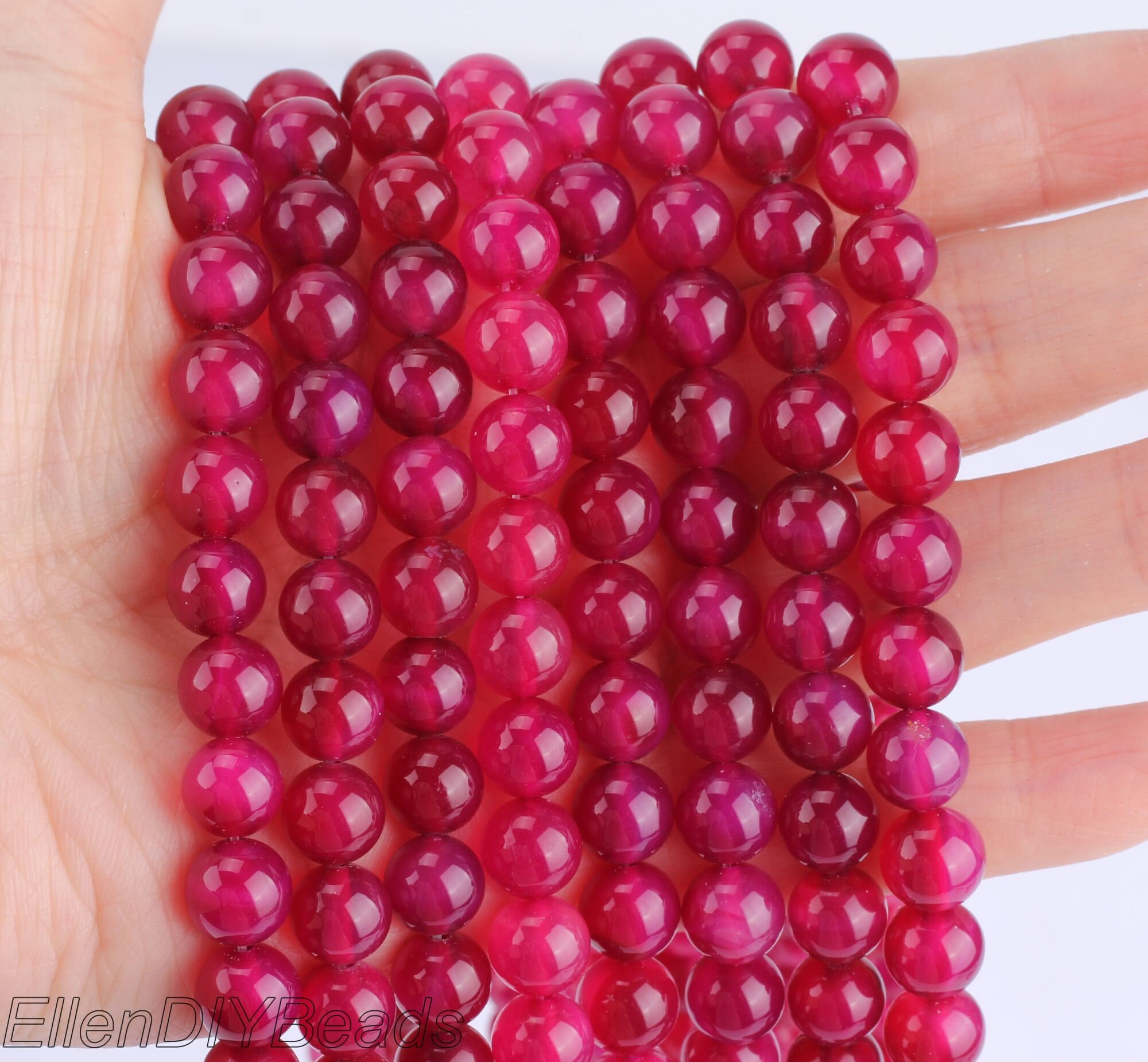 6mmrose Red Agate Beads: 15-inch Strand, Gemstone Jewelry Making
