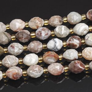 8MM Multicolor Mexican Crazy Lace Agate Beads Grade AA Genuine Natural Gemstone Drum Barrel Rice Bead Loose Beads 15"/7.5" Bulk Lot Options