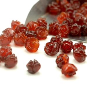 8mm Red Agate Gemstone Carved Rose Flower Beads Bulk Lot 5,10,20,30,50 (90187253-002)