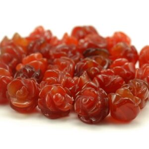 8mm Red Agate Gemstone Carved Flower Beads Bulk Lot 5,10,20,30,50 (90187252-002)