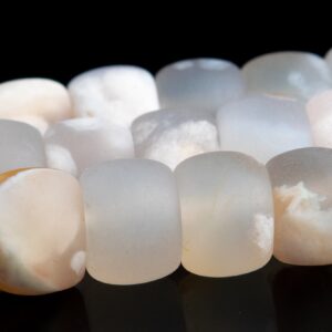 8x6mm Matte Multicolor Cherry Blossom Agate Bead Drum Tube Grade B Genuine Natural Gemstone Loose Beads 15" / 7.5" Bulk Lot Options (120149)