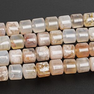 8x7mm Multicolor Cherry Blossom Agate Beads Drum Tube Grade B Genuine Natural Gemstone Loose Beads 15" / 7" Bulk Lot Options (120150)