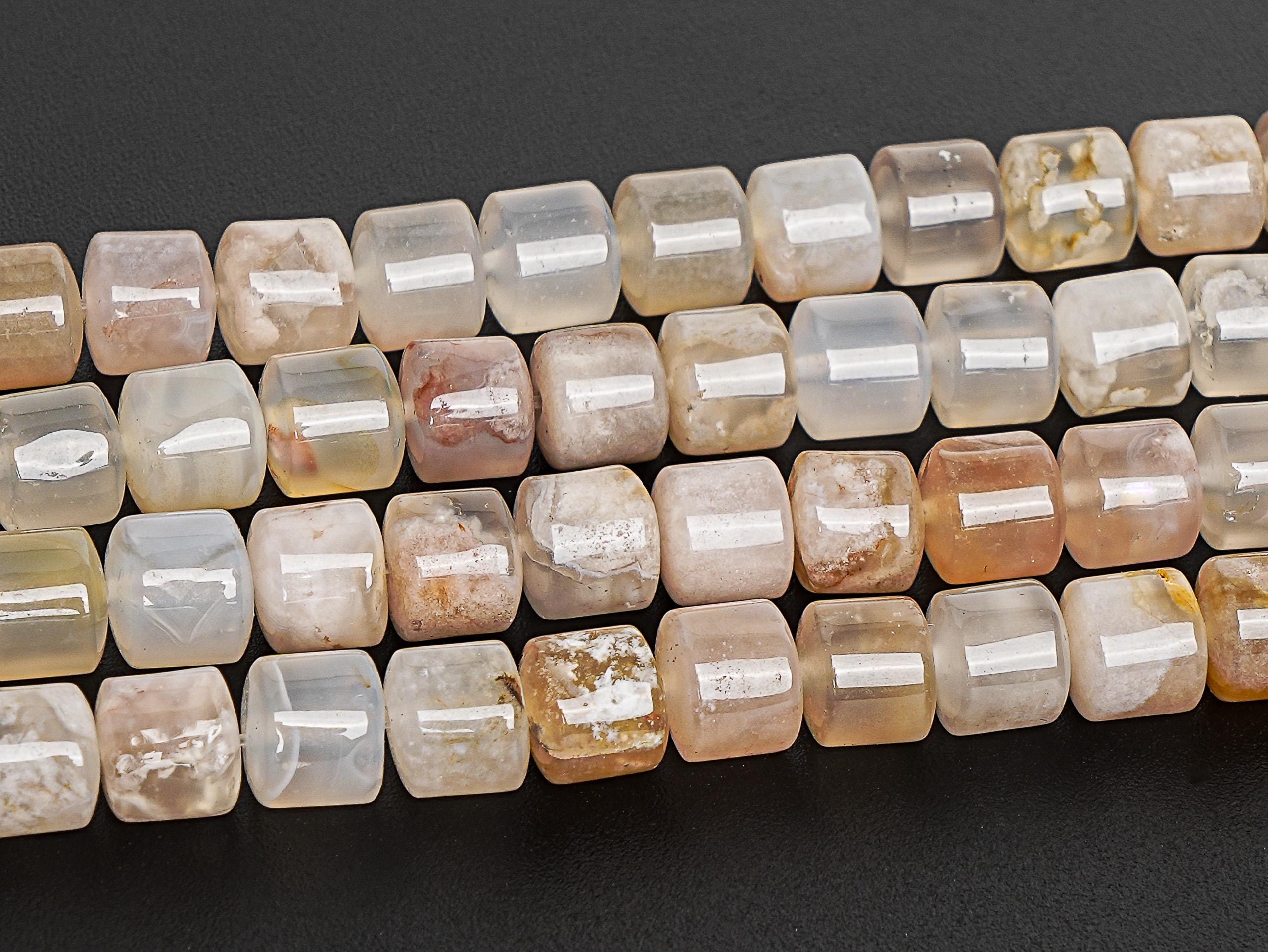 8x7mm Multicolor Cherry Blossom Agate Beads Drum Tube Grade B Genuine Natural Gemstone Loose Beads 15" / 7" Bulk Lot Options (120150)