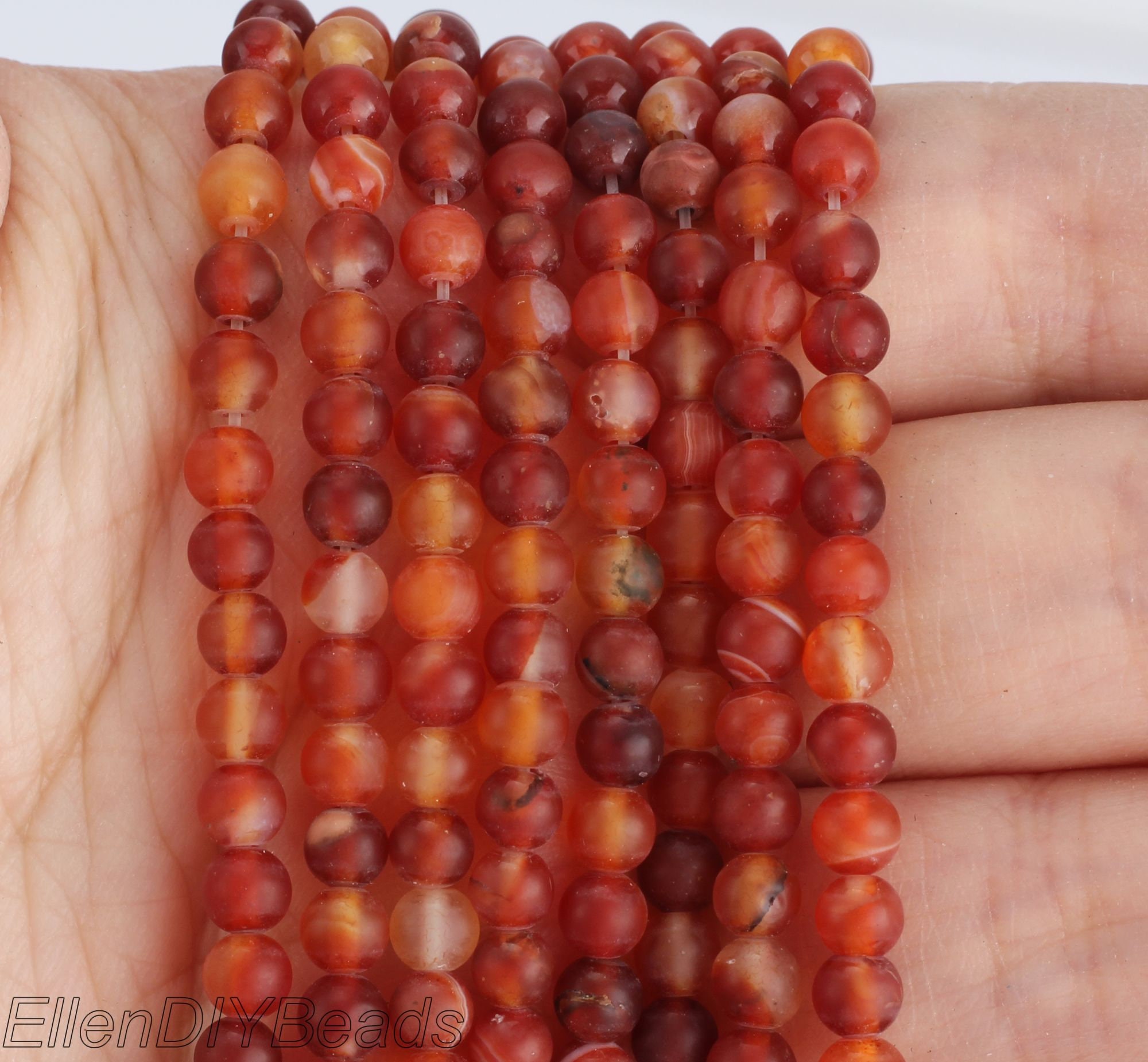 Matte Red Striped Agate Beads: Diy Jewelry Making